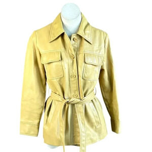 Vintage 70s Marjorie Hippie Faux Leather Belted Jacket Size L